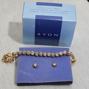 Avon Gold-Tone Bracelet with Clear Crystal Accents